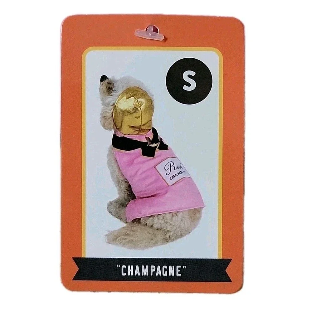 Fringe Spooky Creatures Dog Costume Rosé Champagne Bottle Outfit NWT Size S